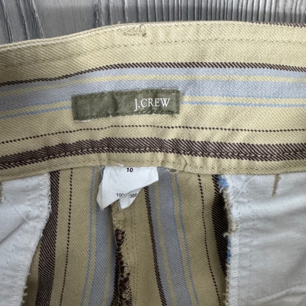 Y2K J.Crew Brown and Light Blue Striped Cropped Pants - SIZE 10 Preppy - Picture 5 of 6